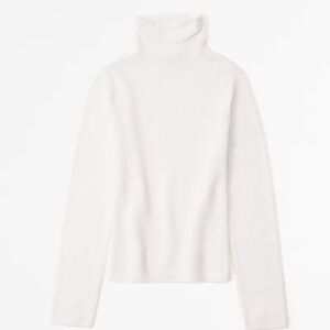 Abercrombie & Fitch Cream  Merino Wool-Blend Turtleneck Sweater